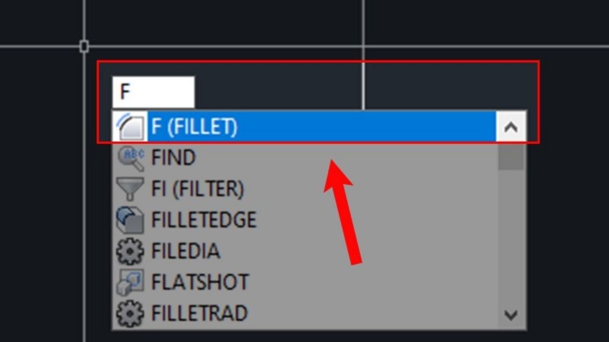 Gõ lệnh Fillet → Enter