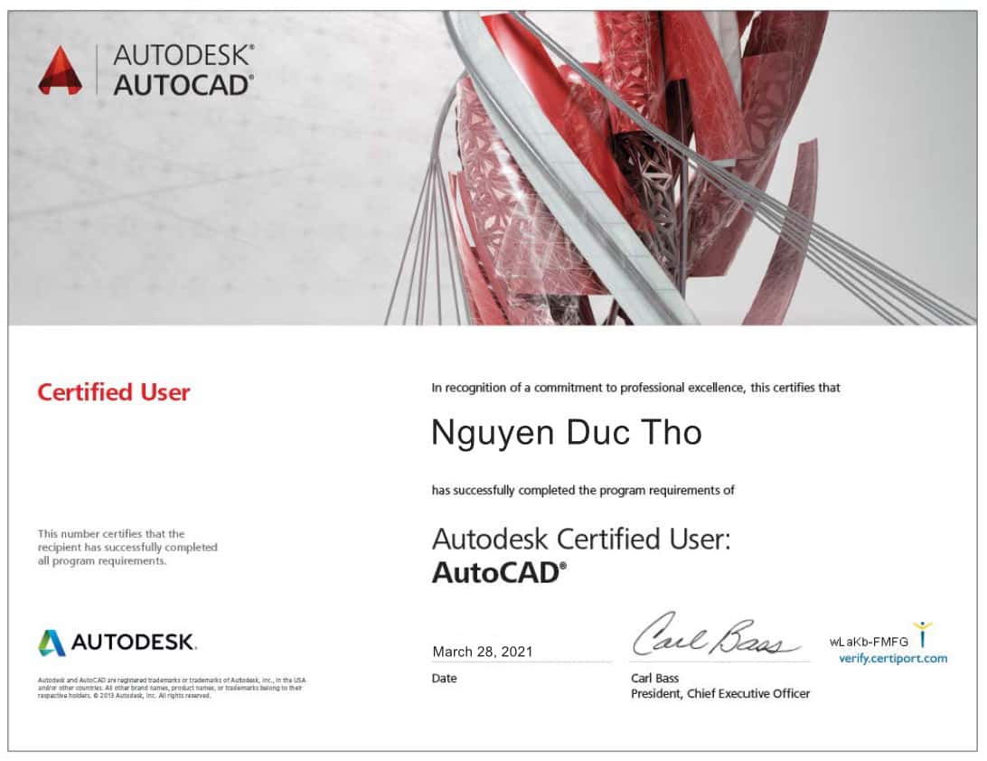 Chứng chỉ AutoCAD